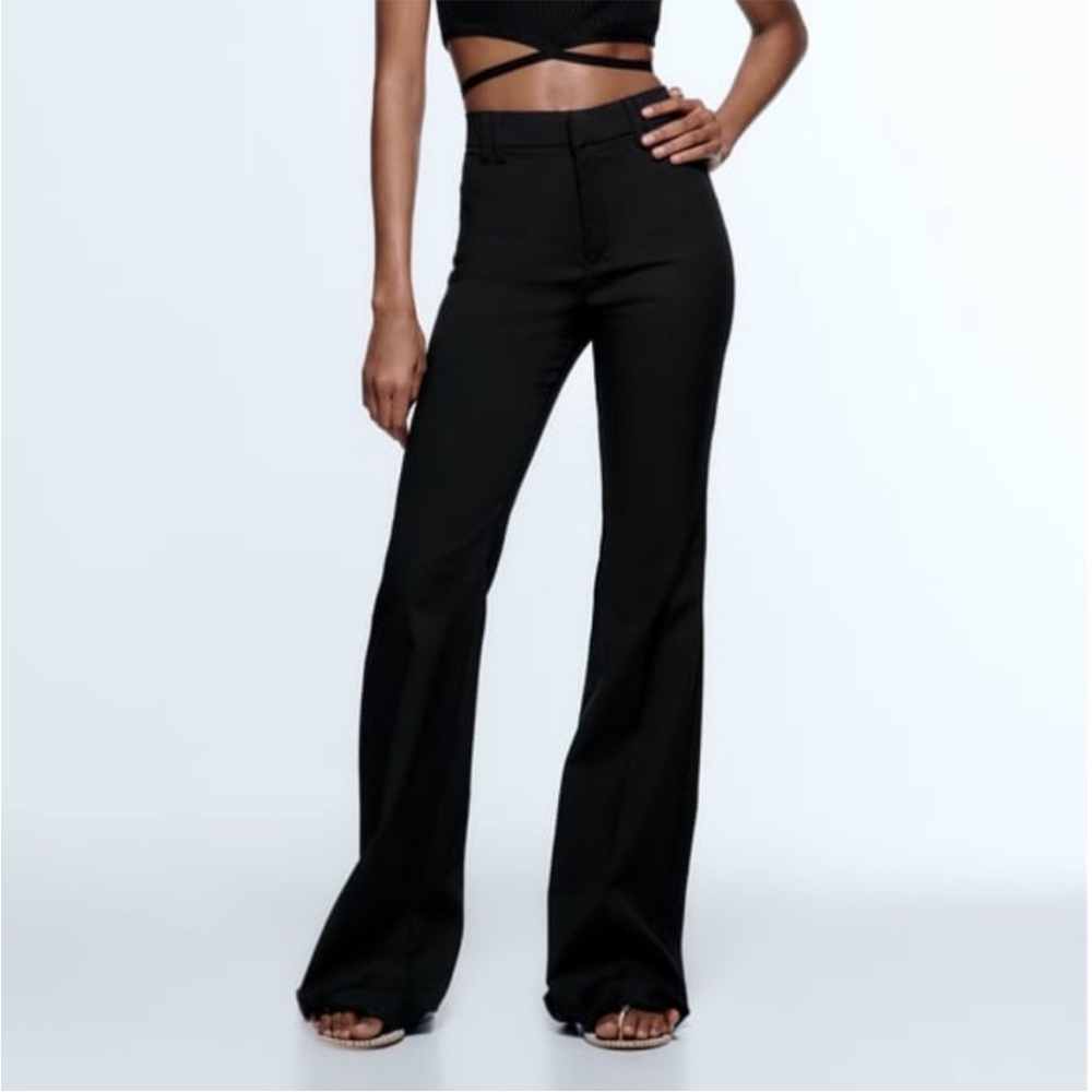 Zara Black Flared trouser Pants